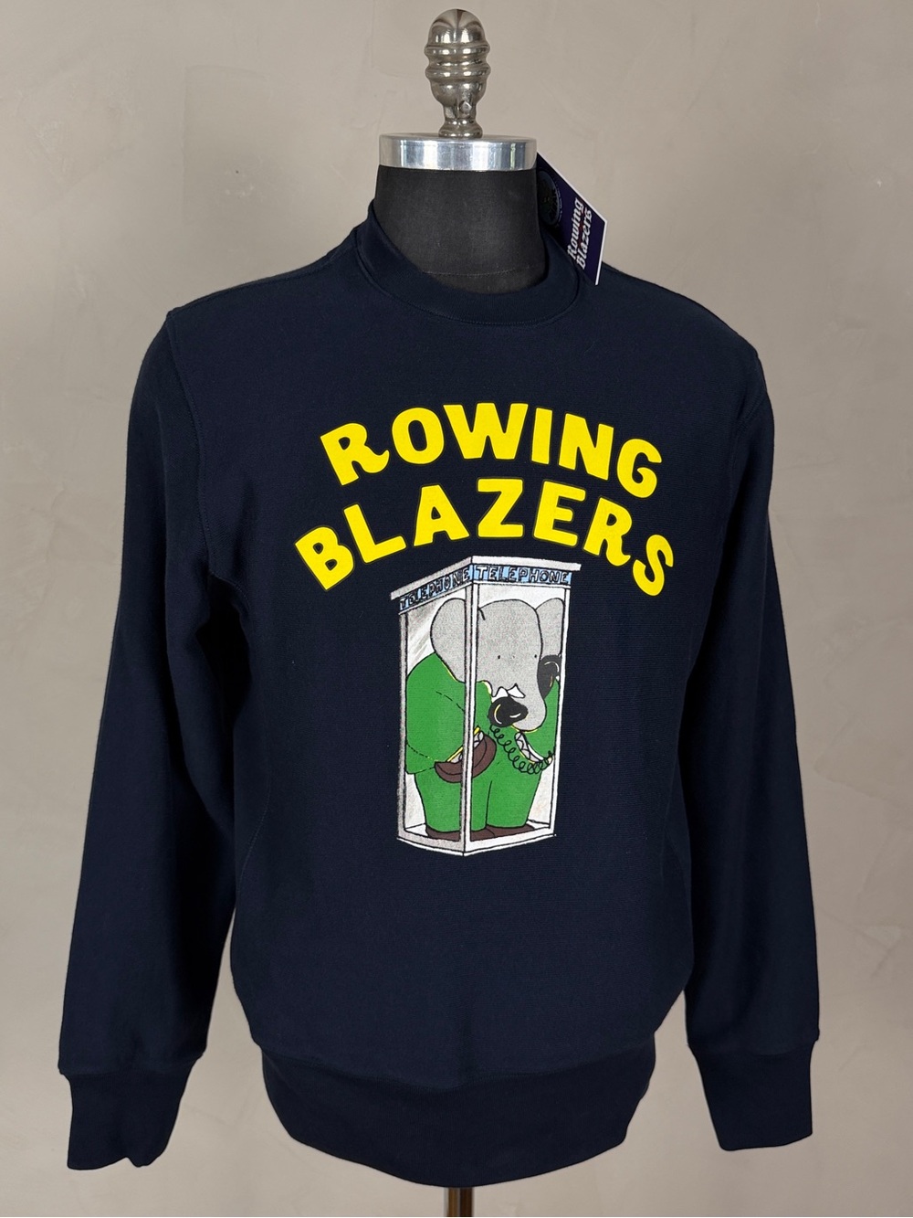 Rowing Blazers x Babar 2020 Original Collab Crewneck Sweatshirt Navy Size M NWT
